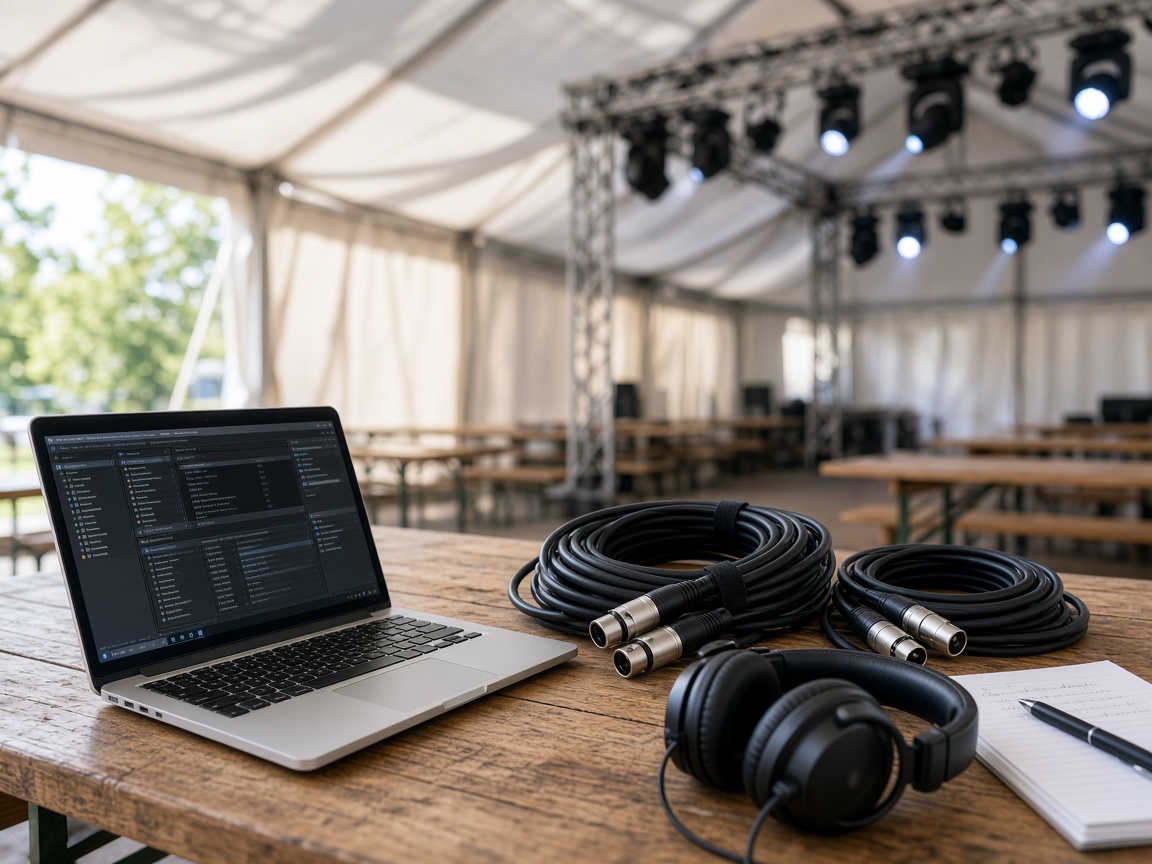 Vorbereitung für DJ und Veranstaltungstechnik im Festzelt